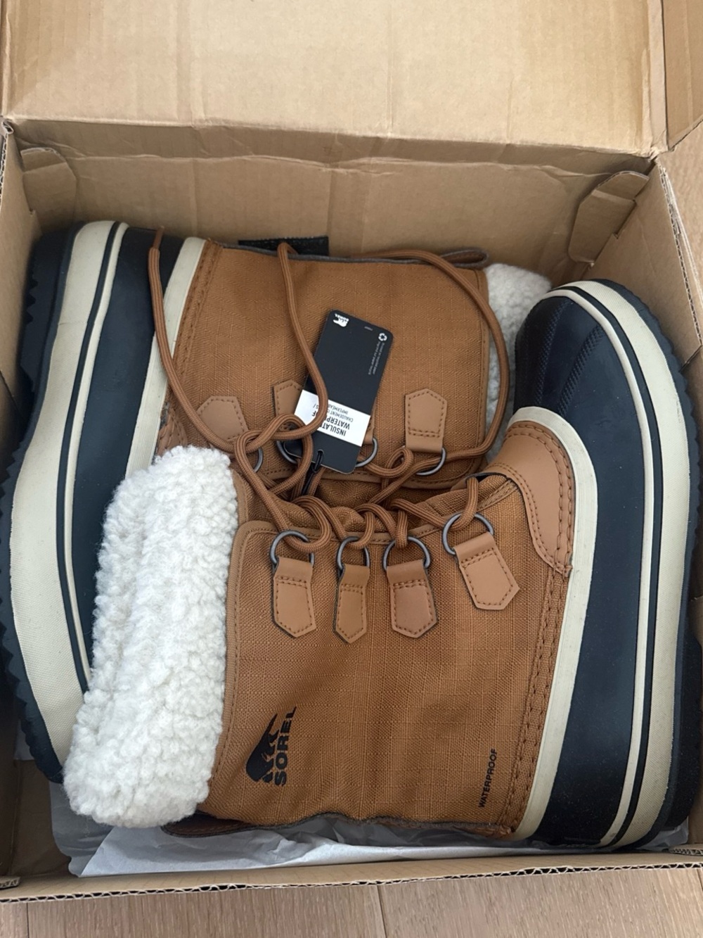 Sorel Brown and Black Women's Winter Rain Boots
